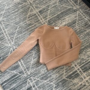 Good American Camel Long Sleeve Top